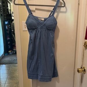 lei Slate Blue Pleated Bust Cotton Dress